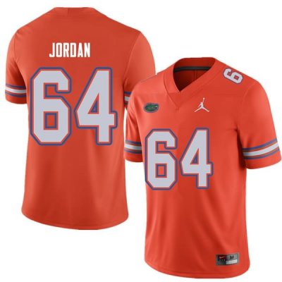 Men's Florida Gators #64 Tyler Jordan NCAA Jordan Brand Orange Authentic Stitched College Football Jersey WQH7162EW